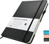 Lined Journal Notebook, 192 Pages A5 College Ruled, 5.7" x 8.5" Notebooks for Note Taking, School, Work (Black)