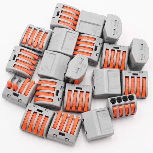 smseace 25 Pcs 4 Port Lever Nut Conductor Compact Wire Connectors for Fast Connection of Multiple Wires