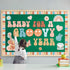 ZOiiWA Groovy Retro Bulletin Board Decoration Set Boho Hippie Classroom Kit with School Bus and Guitar Cutouts