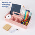 BLUE GINKGO Stackable Plastic Caddy Organizer with Handle - Multipurpose Desk, Makeup, Dorm, Classroom Art Caddy - Pink