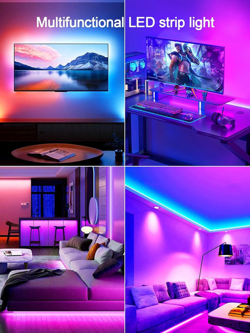 GIPOYENT TV LED Backlights, Music Sync LED Light for 60-85 Inch TV, Bluetooth Function RGB Color Changing Light Strip