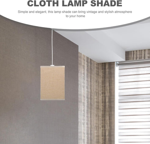 E27 Bulb Amosfun Square Fabric Lampshade Replacement Linen Lamp Cover for Bedside Table Lamp Floor Lamp Shade, Suitable