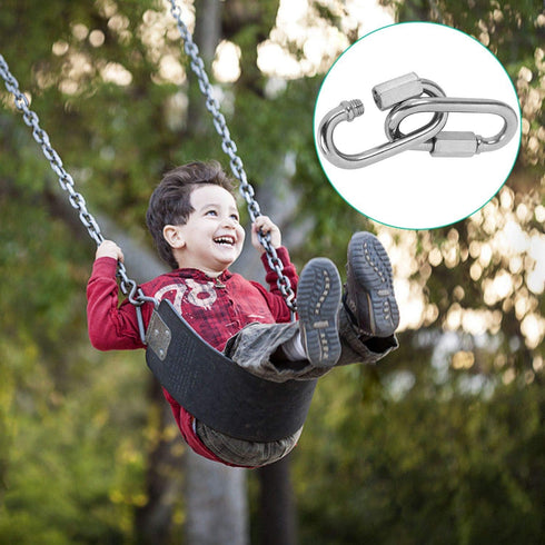 20Pack Quick Link, 3/16” Chain Link with 330lbs Loading, Stainless Steel Locking Carabiner Clip for Dog Leash
