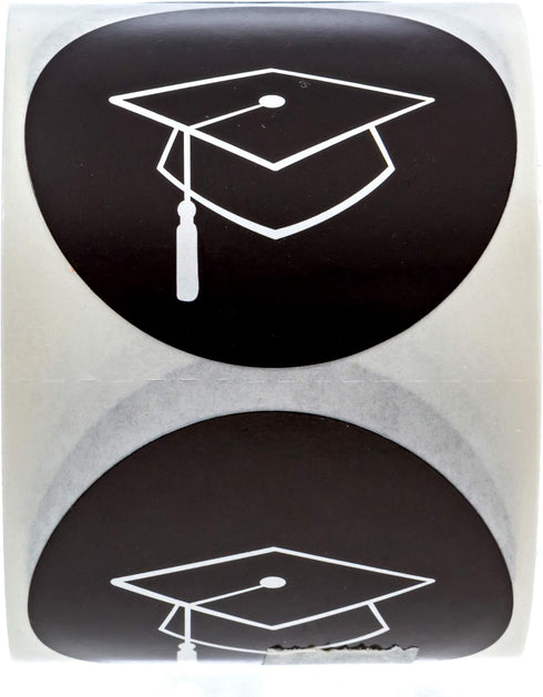 Graduation Stickers - 250 Graduate Labels, 1.5" Black & White Class of 2025 Grad Cap Envelope Seals
