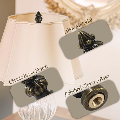 Biaungdo 3/8 Inch 1/4-27 Inch Antique Bronze Lamp Finial Cap Knob with Dual-Thread Screw, Lamp Shade Screw Cap Top