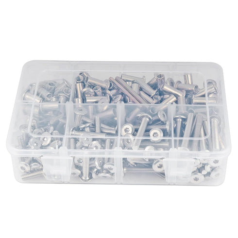 100 Sets M6x15/20/30/40/50mm Silver Bolts and Nuts Set - Carbon Steel Hex Socket