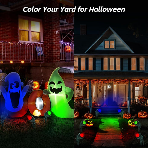 120V 6500K 4 IP67 (1 Pack,Green) Spotlight Outdoor Plug-In, Cool White LED Landscape Lighting with RGB Purple Color