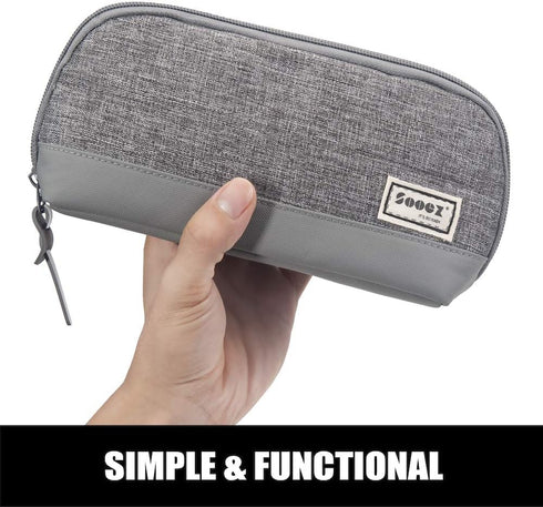 Sooez Wide-Opening Pencil Pen Case - Lightweight & Spacious Pencil Bag Organizer, Aesthetic Supply for Adults, Grey