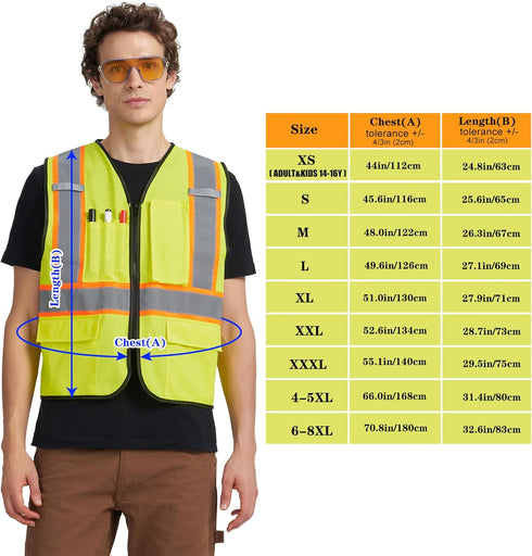 AK A-KSAFETY A-KSAFETY High Visibility Security Vest for Security Guards, Safety Workers, Construction & Men's Work