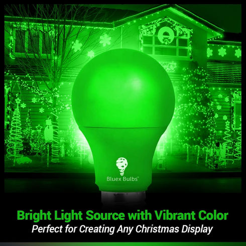 Bulbs 2 Pack A19 Bulb 9W (60Watt E26 Bulb Bluex BlueX LED Green Light - Equivalent) - Base LED Lights, Party