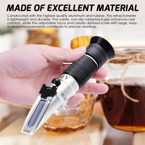 3-in-1 Honey Baume Refractometer, Tri-Scale 58-90% Brix Scale Range, Honey Moisture Sugar Tester with ATC for Beekeeping
