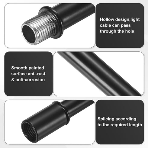 M METERXITY 6-Set 40mm(1.57") M10 Straight Pipe Lamp Stem Kit, Long Double End Thread Rod W/Coupling Sleeve Nuts