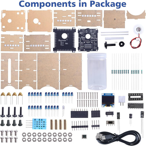 Settings, MIOYOOW DIY Humidifier Soldering Practice Kit, Electronics Project with Time & Humidity OLED Display, LED