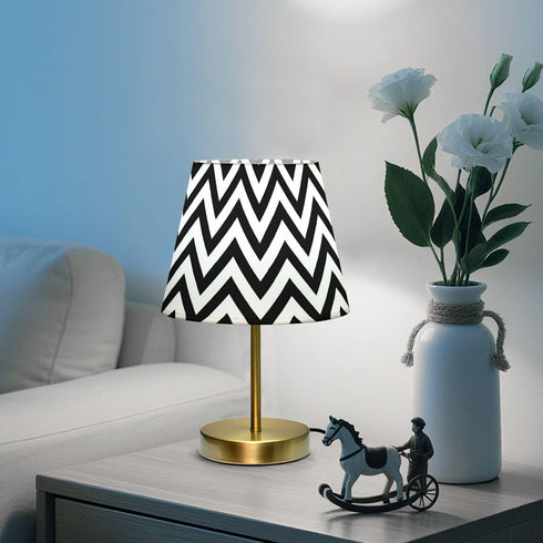 Yasala Table Lamp Black White Chevron LED Night Light Minimalist Bedroom Reading Dorm Nightstand Desk Lamp Color