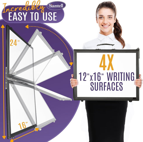 Small Dry Erase White Board, Magnetic Desktop Whiteboard 16x12 inch, Portable for Kids, Tabletop Mini Easel with Cover