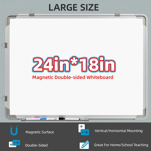 Large Dry Erase Calendar Whiteboard for Wall, Polegas 24" X 18" Magnetic Double Sided Calendar for Home School Office