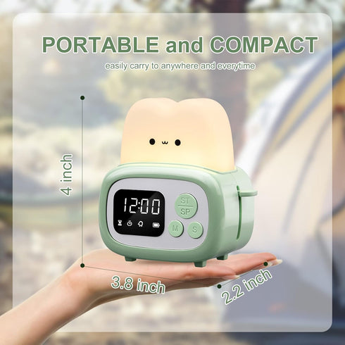 QANYI Small Timer Clock Toaster Lamp, Cute Night Light and Digital Timer for Kids, ABS+PC Birthday Gifts
