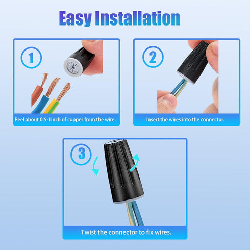 30 PCS Waterproof Wire Electrical Connectors 22AWG-12AWG, Outdoor Seal Twist Nuts Caps for Landscape