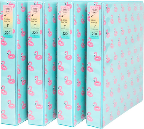 Yoobi 1 Inch Binder Set, 3-Ring Binders with 2 Pockets, Holds up to 220 Sheets, Perfect for School or Office, 4 Pack,