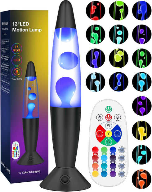 Biulazyda Color Changing Black Liquid Motion Lamps: 17 Colors LED Night Light for