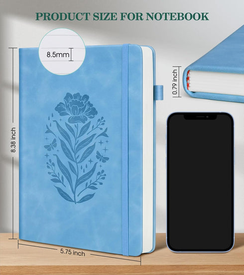 Lined Journal Notebook for Men Women - A5 Leather Journals for Writing, Blue 200 Pages, Travel Daily Journal