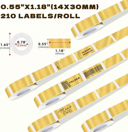 PARLAIM Label Maker Tape, 30 X 14mm (1/2" X 1 1/8") 210PCS Self Adhesive Thermal Sticker Label Paper