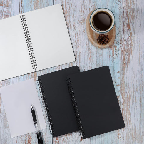 EUSOAR A5 Spiral Notebook Journal, 3 Pack, 5.5"x8.3", Blank Kraft Sketch Notebooks, 120 Pages, College Planner