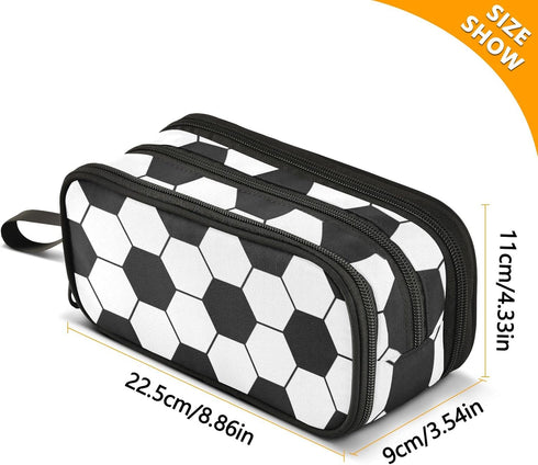 XUWU Soccer Ball Large Capacity Pencil Case, 3 Compartment Pencil Pouch for Office School, Large Storage Bag