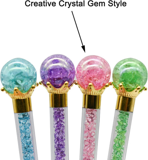 Maydahui 24PCS Crystal Gem Ballpoint Pen, Retractable Colorful Pearl Quicksand, Black Ink for Students