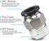 PNEUMATIC Elbow and Straight Combination Push to Connect Fittings, 1/2 Inch Tube OD x 1/4 NPT Thread (Pack of 12)