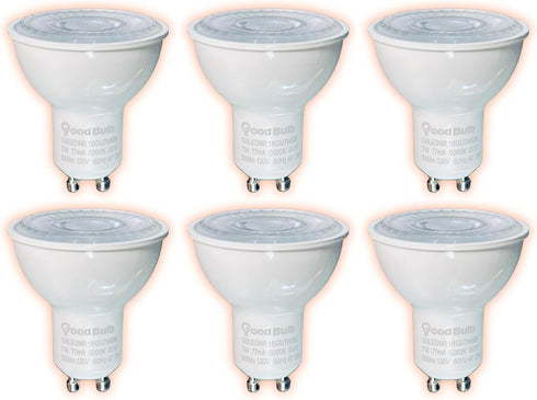 GoodBulb MR16 LED Light Bulb, 7-Watt (50W Equivalent), Dimmable, 5000K Daylight White, 500 Lumens, GU10 Base, 6 Pack