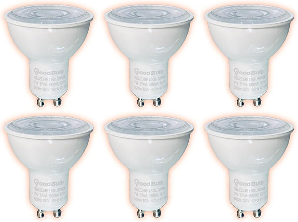 GoodBulb MR16 LED Light Bulb, 7-Watt (50W Equivalent), Dimmable, 5000K Daylight White, 500 Lumens, GU10 Base, 6 Pack
