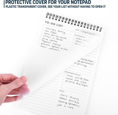 To Do List Notepad 3 Pack, 6.5 x 9.8" 60 Sheets Spiral Daily Planner Notebook for Work, Note and Todo Organization