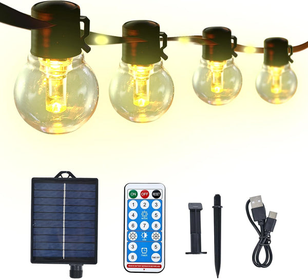 34ft G50 String Lights with 15 Golden Yellow Light Guide Column LED