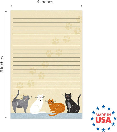 Cat Puns Daily Notepads Set, 4" x 6" Sticky Note Fill in Priority Lists, Five Unique Feline Designs