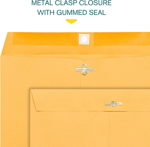 EnDoc 10 x 13 Clasp Envelopes - 10 Pack Brown Kraft Catalog Envelopes with Clasp Closure & Gummed Seal, 28lb Heavyweight