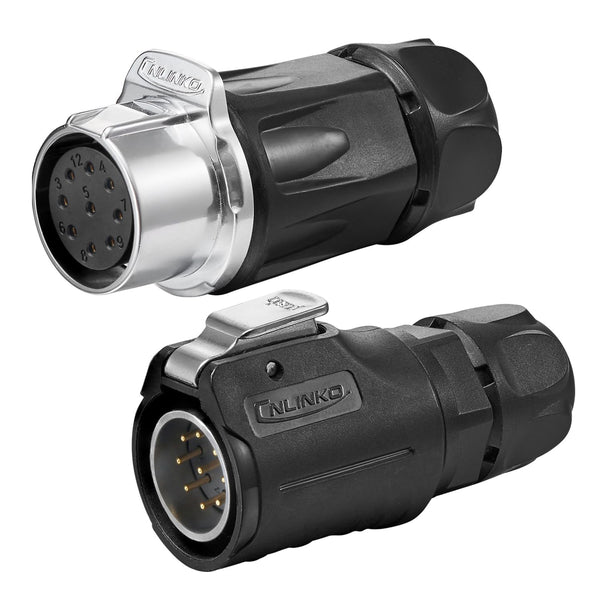 CNLINKO LP-20 9 PIN Waterproof Connector, IP68 Circular Quick Plugging Aviation Connector, Marine Industry Male Plug