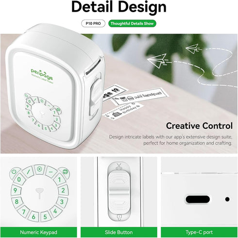 Portable Label Maker Machine P10Pro - Wireless Bluetooth Label Printer with Tape Included, Easy to Use for Home
