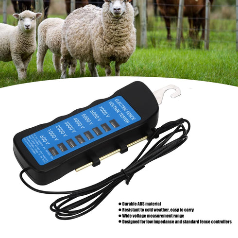 Electric Fence Voltage Tester 7KV Eight Light Indicator 600V - 7000V Portable Farm Fence Tester with Probe