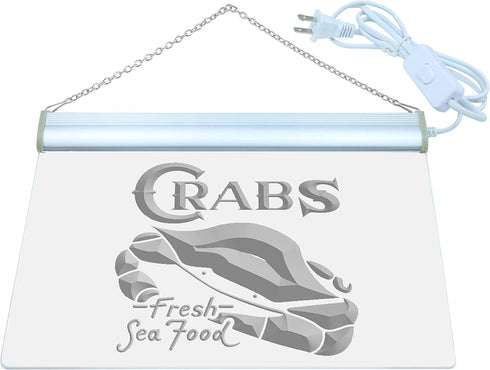 12" 8.5" st4s32-j655-g ADVPRO Crabs Fresh Seafood Restaurant LED Neon Sign Green x