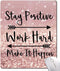 Inspirational Quote Mouse Pad - Stay Positive Work Hard and Make It Happen Motivational Pad for Women, Square