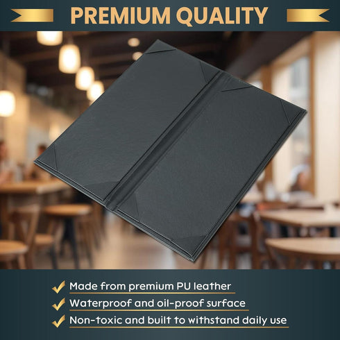 10 Pack 2 4.25" 11" Pack (2 10 Pack) View Menu Holder Menu Covers x | Black Leather Menu Sleeves Book Style