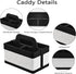 Desk Organizer Caddy with Handle-Portable PU Leather Remote Control Holder-Nightstand Dresser Tote Storage