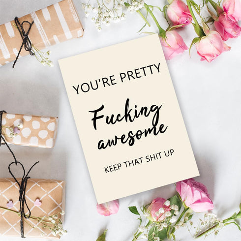 Qamza Funny Encouragement Card for Him Her, Friendship Day Gift for Bestie, Thank You Card for Coworker, Rude
