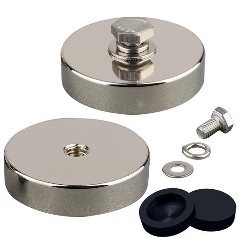 MUTUACTOR 185lbs Neodymium Pot Magnets,Anti-Broken 1/4-20 Female Threaded Mounting Magnets Heavy Duty,2PCS
