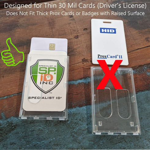 Specialist ID 3 Pack Heavy Duty Crystal Clear Vertical Dual Sided 2 Card Badge Holder - Polycarbonate Rigid Plastic ID