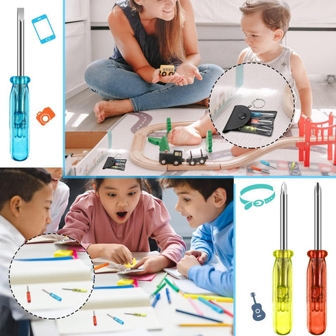 Jutom 10 Set Mini Screwdriver Keychain Set, Includes 3 Mini Screwdrivers in Portable Pouch with Snap Hook