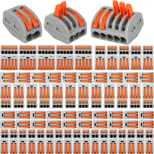 110PCS Compact Wire Connectors, Electrical Connector Blocks, 55pcs 2-Port/45pcs 3-Port/10pcs 5-Port, LJQ-110-US