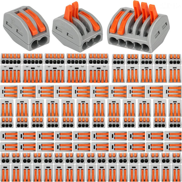 110PCS Compact Wire Connectors, Electrical Connector Blocks, 55pcs 2-Port/45pcs 3-Port/10pcs 5-Port, LJQ-110-US