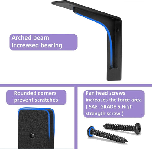 QDMXJF 6 INCHx 4 INCH 300lbs, Counter Brace,Pack 4. (with Brace Shelf Support Bracket Heavy Duty, L Shelf Brackets ,max